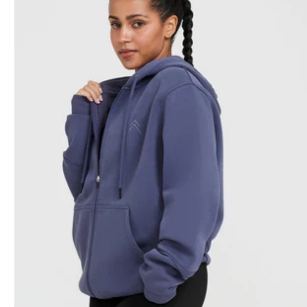 Oner Active Classic Lounge Slate Blue Zip-Up Hoodie, Small